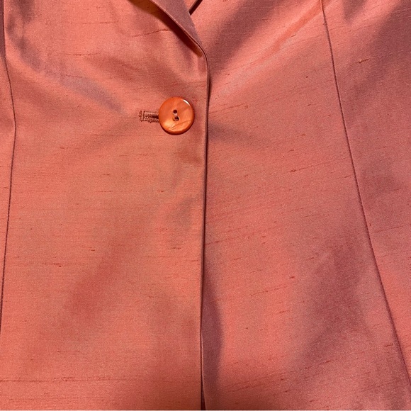 Talbots Women’s Long Sleeve Silk Jacket One Button Front Melon Color 6 Lovely - Picture 6 of 7
